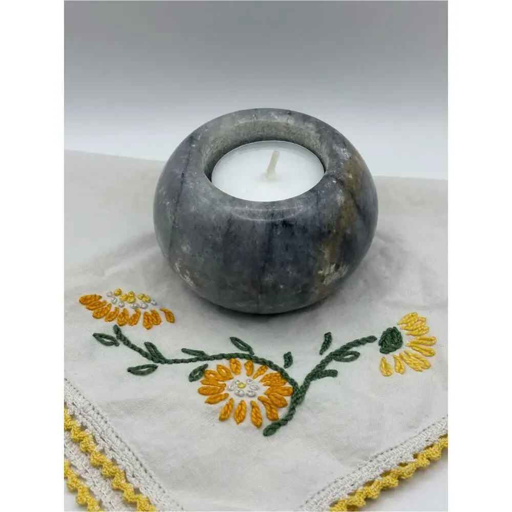 Modern Elegant Gray Marble Tealight Candle Holder Heavy